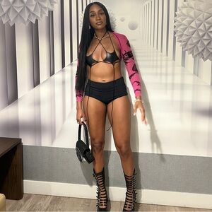 Jean Paul Gaultier Pink and Black Sunburst Top